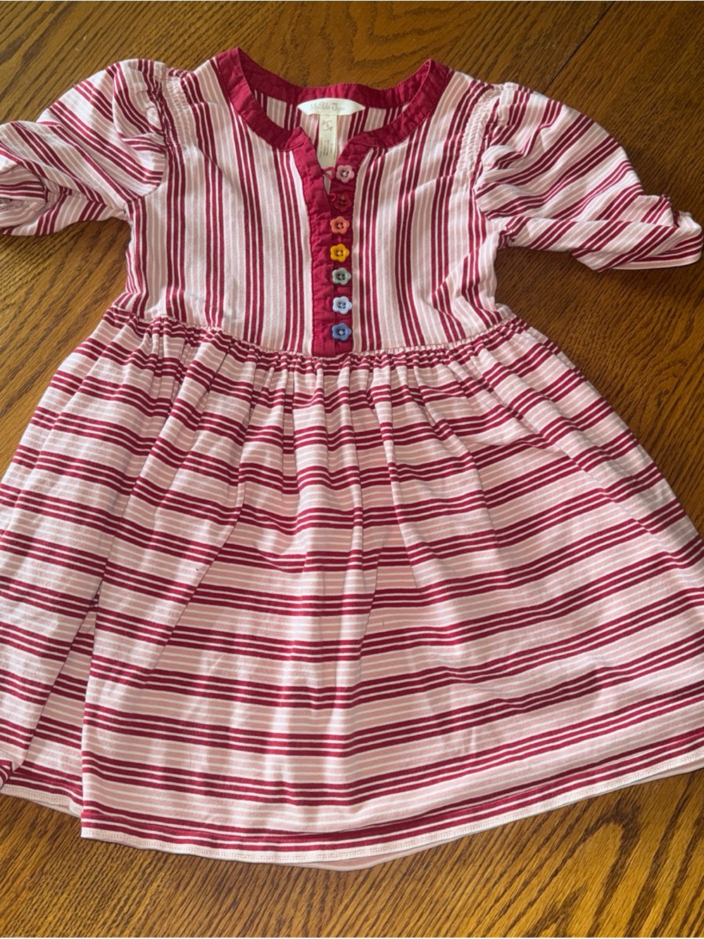 Matilda Jane Heart to Heart Book Worm Striped Dress with Colorful Buttons